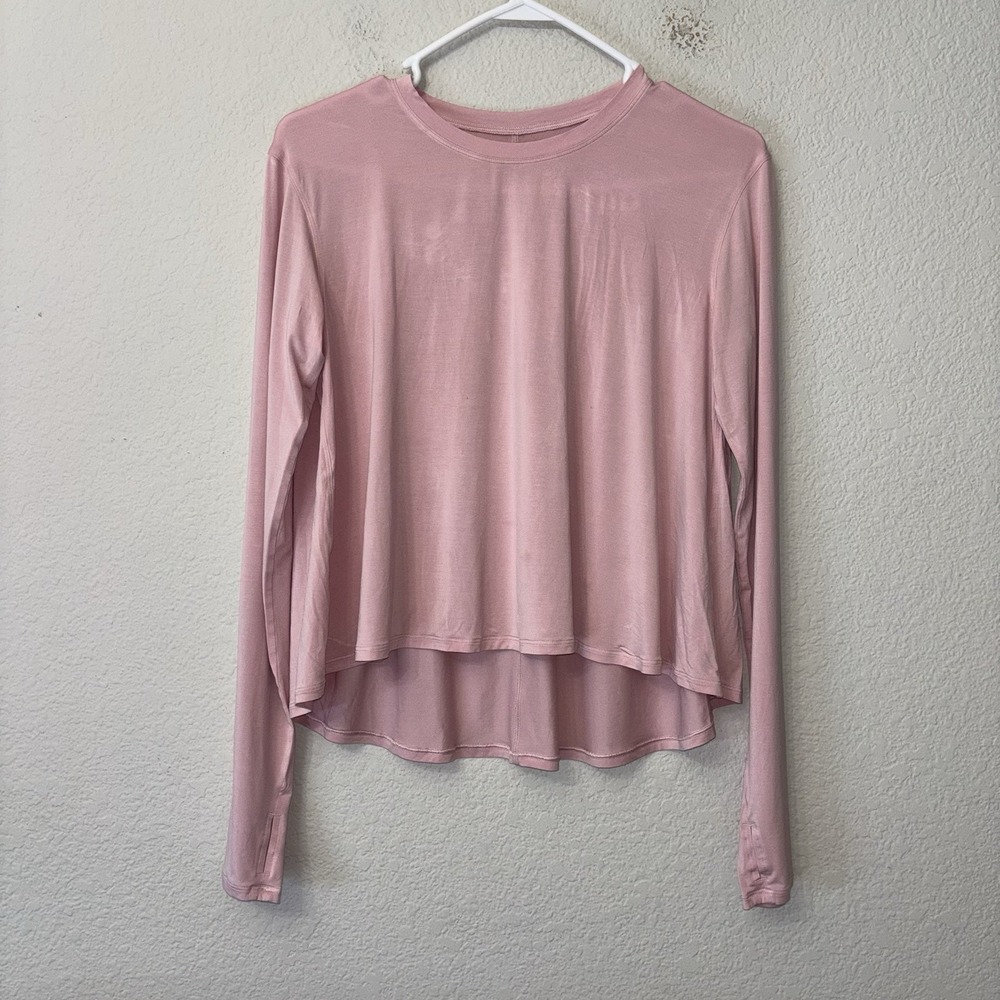 Lululemon Modal Relaxed Fit Lounge Long Sleeve Shirt Sz 6 Pink Haze Flowy Top